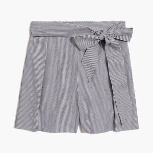 NWT J.Crew Factory Tie Waist Stripe Cotton Shorts Navy/White size 0